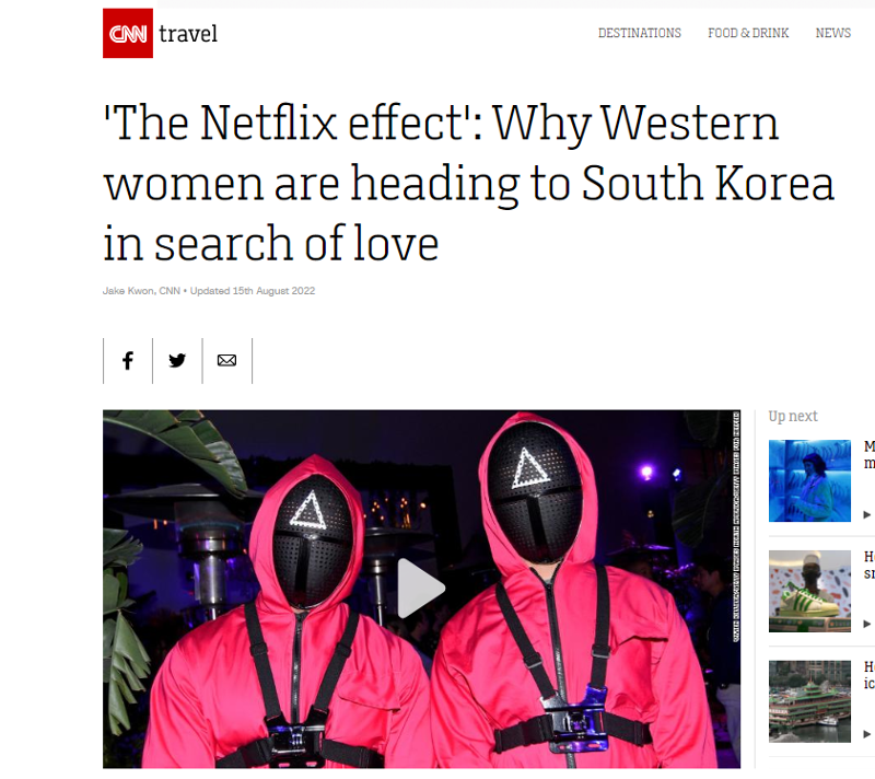 CNN in the article titled 'The Netflix effect': Why Western women are heading to South Korea in search of love