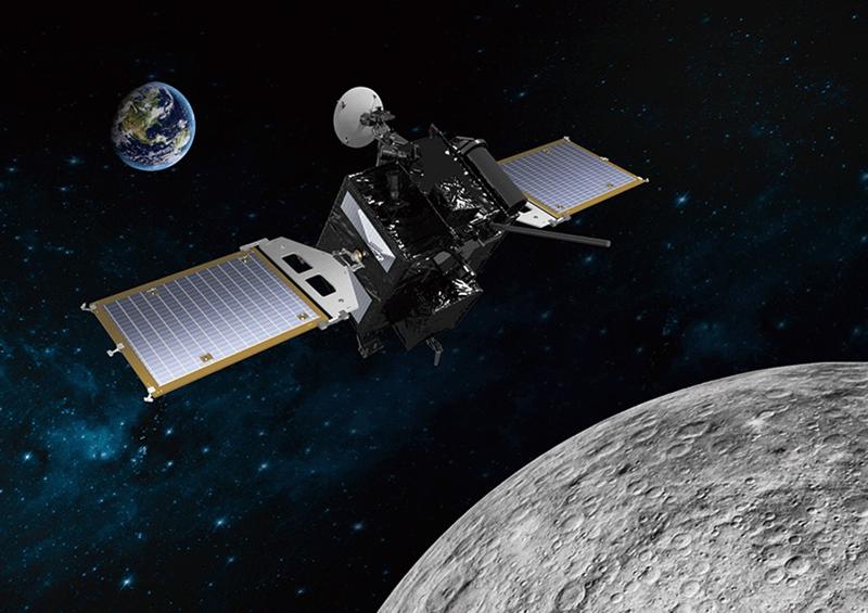 This is an artist's rendition of Korea's first lunar orbiter Danuri approaching the moon. (Korea Aerospace Research Institute)
