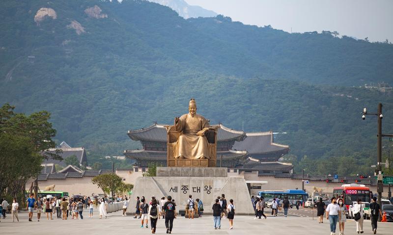 This is Gwanghwamun Square in Seoul's Jongno-gu District, which reopened on Aug. 6.