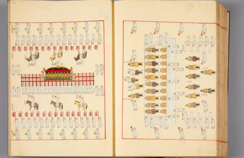 The Hyojonggukjangdogam Uigwe shows records of the royal funeral of Joseon Dynasty King Hyojong, who died in May 1659. 