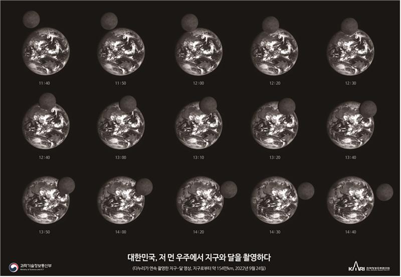 These photos of the moon revolving around Earth were taken daily between Sept. 15 and Oct. 15 by the nation's first lunar orbiter Danuri. (Ministry of Science and ICT)