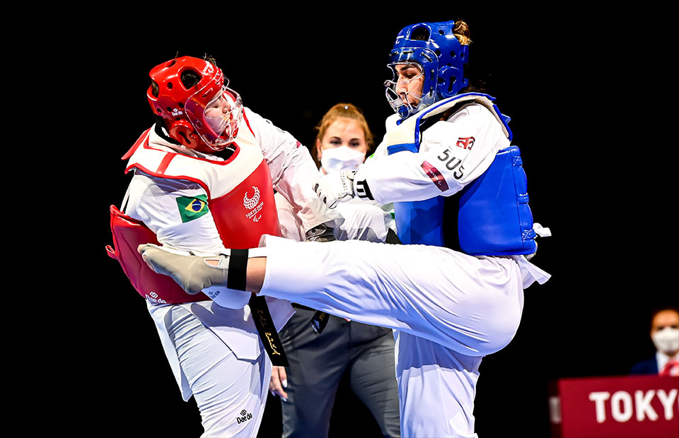 The International Paralympic Committee (IPC) on Jan. 30 said the 2028 Los Angeles Paralympics will have 22 official events including taekwondo. The photo shows a taekwondo match at the 2020 Tokyo tournament. (Screen capture from World Taekwondo website) 