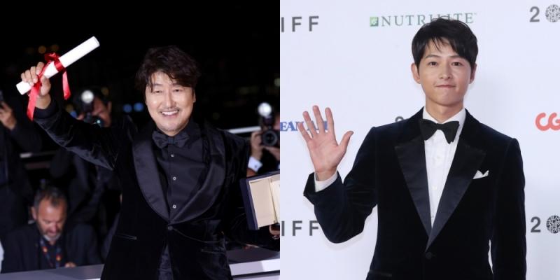 Actors Song Kang-ho (left) is making his eighth appearance at the Cannes Film Festival and heartthrob Song Joong-ki stars in the invited movie 