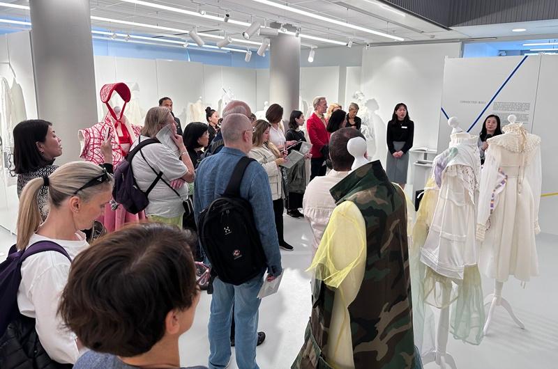 This is a scene from the 2023 International Fashion Art Invitational Exhibition on Aug. 22 at the Korean Cultural Center in Stockholm, Sweden.