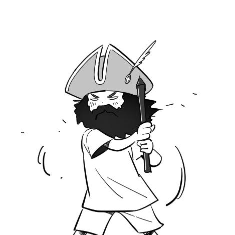 This is a caricature of both webtoonist Lee Dong-geun that he drew and Loving Gun, the protagonist of Lee's webtoon series 