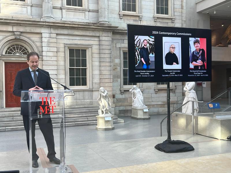 Metropolitan Museum of Art CEO and Director Max Hollein on Nov. 29 announces the museum's exhibition plan for next year at a news conference. (Yonhap News)