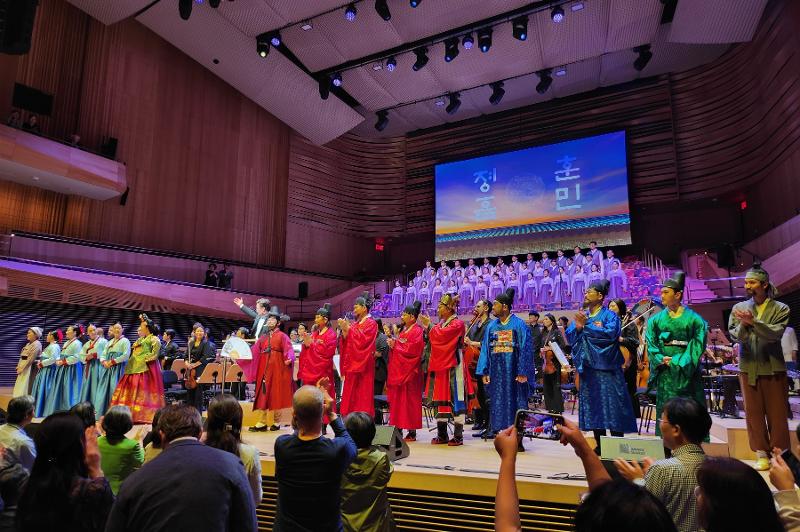 The National Chorus of Korea on Sept. 20 sings the song 