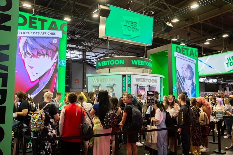 The domestic webtoon industry in 2022 achieved a record high in sales. Shown is the webtoons section of the Amazing Festival in Paris under the cultural extravaganza Japan Expo, which ran from July 13-16, 2023. (Naver Webtoon)
