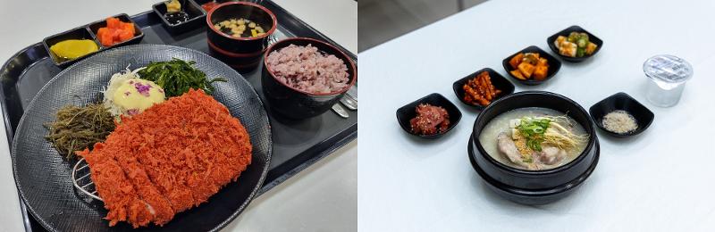 The following are four of Korea.net's food recommendations at expressway rest stops as recommended by the Korea Expressway Corp. On the left is pork cutlet at Anseong Rest Area on the Gyeongbu Expressway and on the right is samgyetang (ginseng chicken soup) with 20 medicinal ingredients at Geumsan Ginseng Land Rest Area on the Tongyeong Daejeon Expressway. .