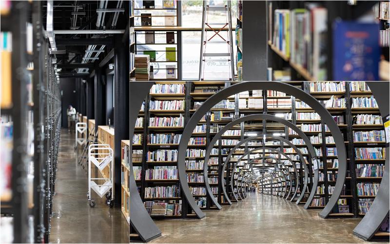 The arched bookshelves at Seoul Book Bogo represent bookworms. (Seoul Book Bogo)