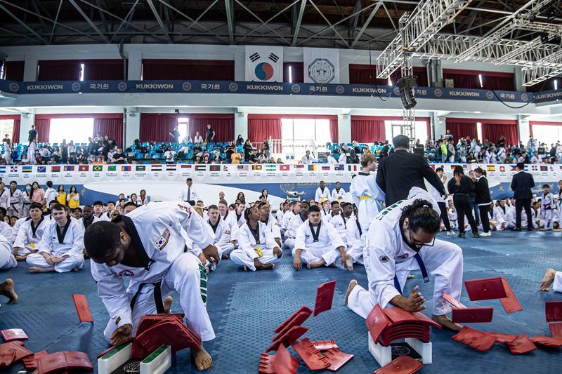 This is a scene from last year's Foreigner Taekwondo Exhibition Festival on Sept. 23, 2023, at Kukkiwon (World Taekwondo Headquarters) in Seoul's Gangnam-gu District. (Gangnam-gu District)