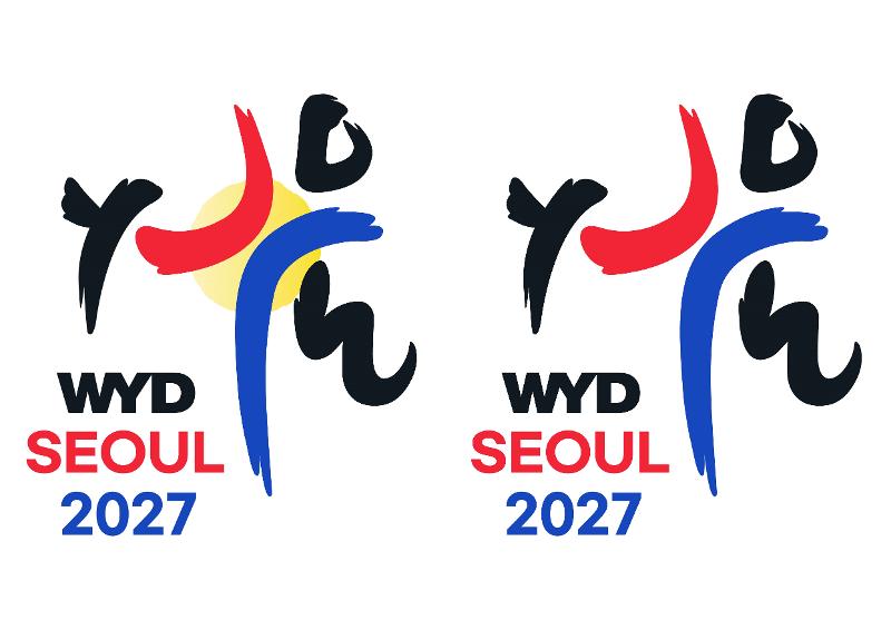 The official logo of the 2027 World Youth Day in Seoul has a main (left) and simplified version. (Seoul Archdiocese)
