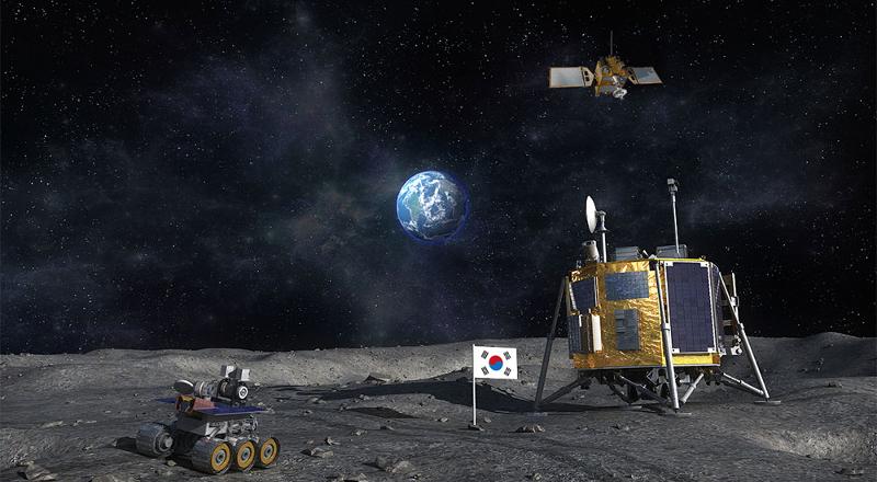 The second phase of a lunar exploration project has started in the hope of landing a rover on the moon by 2032. Shown is an illustration of the proposed module on the moon. (Korea Aerospace Research Institute)  