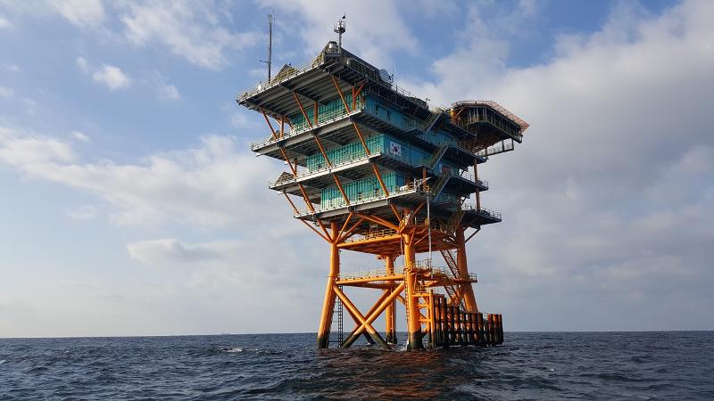 Korea's marine science observations have been officially registered in the United Nations (U.N.) international oceanographic data. Shown above is the Ongjinsocheongcho Ocean Research Station in the central part of the Yellow Sea. (Korea Hydrographic and Oceanographic Agency)