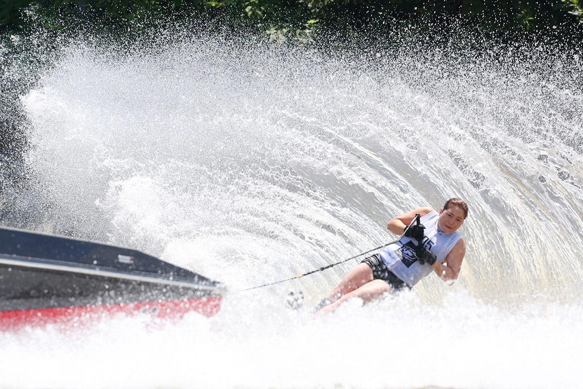 A water skier on July 21, the day before Daeseo (Big Heat), one of the 24 solar terms of the traditional lunar calendar that is supposed to be the hottest day of the year, competes in the Korea Waterski and Wakesports Championships at Uiamho Lake in Chuncheon, Gangwon-do Province.'