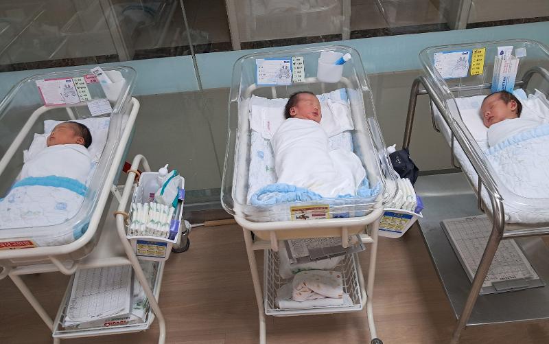The Ministry of Data and Statistics on June 24 released a report on April population trends showing that the number of births that month reached 24,521. Shown are newborns at a public postpartum care center in Suncheon, Jeollanam-do Province. (Jeollanam-do Province)
