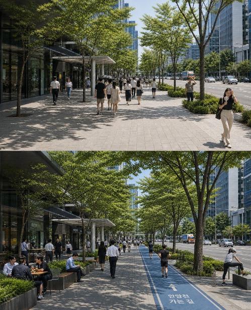 A street view (top) of the Guro and Gasan Digital Complex (G-Valley) area in Seoul and an image of the expected 